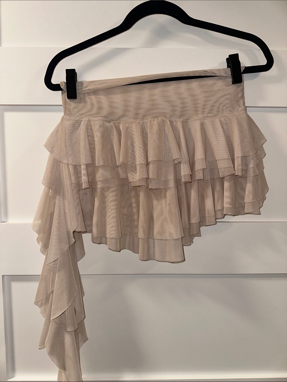 Asymmetrical Layered Ruffle Skirt - Beige